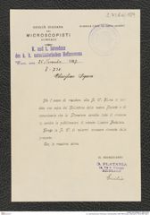 k.k. naturhistorisches Hofmuseum, Intendanzakten 1885-1896 (Hauer), Aktenzahl Z.738.a/1889, Seite 1